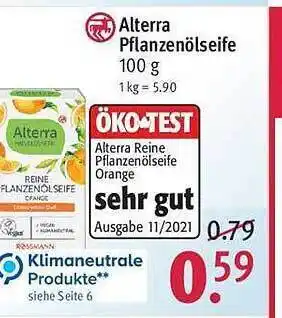 Rossmann Alterra pflanzenölseife Angebot