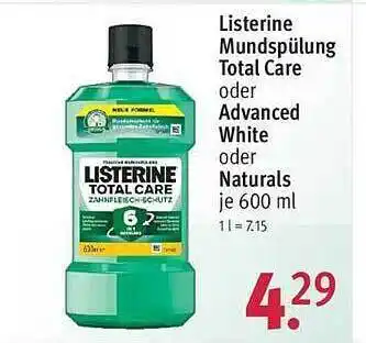 Rossmann Listerine mundspülung total care oder advanced white oder naturals Angebot