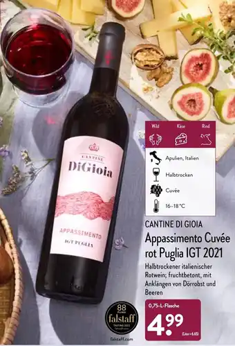 Aldi Nord Cantine di Gioia Appassimento Cuvée rot Puglia IGT 2021, 0,75 L Flasche Angebot