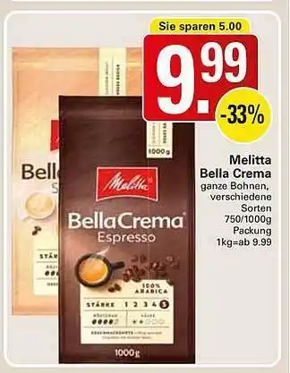 WEZ Melitta bella crema Angebot