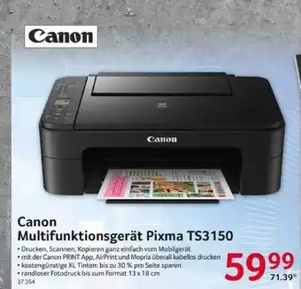 Selgros Canon multifunktionsgerät pixma ts3150 Angebot