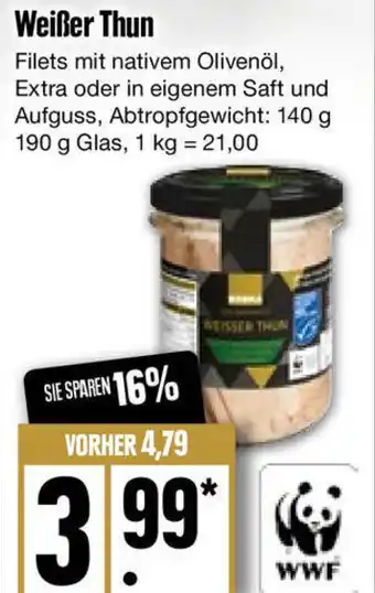 Edeka Edeka Weißer Thun Filets 190 g Glas Angebot