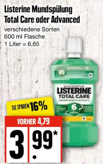 Edeka Listerine Mundspülung Total Care oder Advanced 600 ml Flasche Angebot