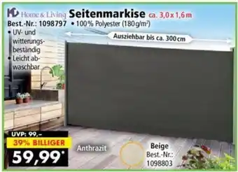 Norma Home & Living Seitenmarkise ca. 3,0 x 1,6 m Angebot