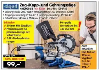 Norma Scheppach Zugg/Kapp und Gehrungssäge HM2000 SE mit Laser Angebot