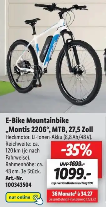 Lidl Fischer E-Bike Mountainbike ,,Montis 2206", MTB, 27,5 Zoll Angebot