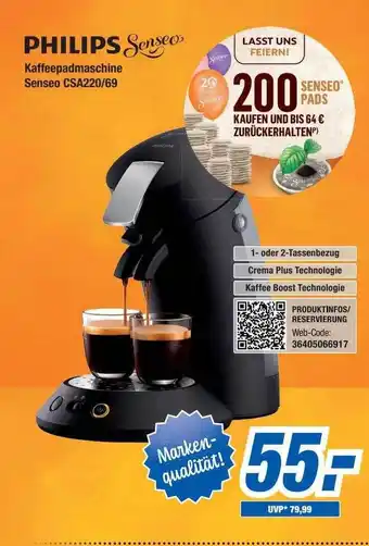 Expert Bening Philips senseo kaffeepadmaschine csa220.69 Angebot