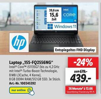 Lidl Hp laptop 15s-fq2556ng Angebot