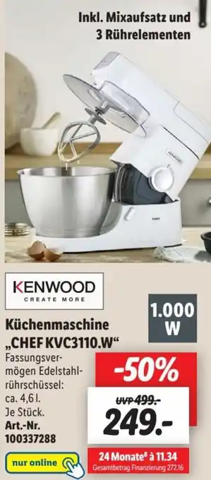 Lidl Kenwood Küchenmaschine Chef KVC3110.W Angebot