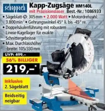 Norma Scheppach Kapp Zugsäge HM140L Angebot