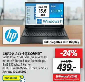 Lidl hp Laptop ,,15S-FQ2556NG" Angebot