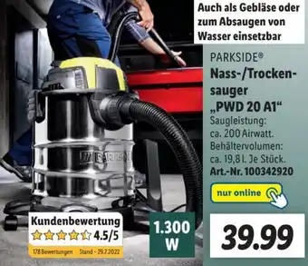 Lidl Parkside Nass/Trockensauger ,,PWD 20 A1" Angebot