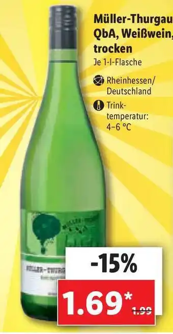 Lidl Müller-Thurgau QbA, Weiẞwein, Trocken Angebot