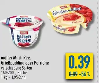 diska Muller Milch Reis, GrieBpudding o. Porridge 160-200g Angebot