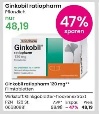 REWE City Ginkobil ratiopharm 120mg Angebot