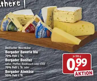 Wasgau Bergader Bavaria blu, Bonifaz oder Almkäse 100g Angebot