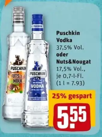 REWE City Puschkin Vodka oder Nuts & Nougat Angebot