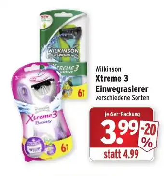 Wasgau Wilkinson Xtreme 3 Einwegrasierer Angebot