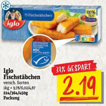 NP Discount Iglo Fischstäbchen 224/364/450g Angebot