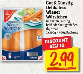 NP Discount Gut & Günstig Delikatess Wiener Würstchen 2x200g Angebot