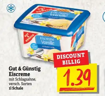 NP Discount Gut & Günstig Eiscreme 1L Angebot