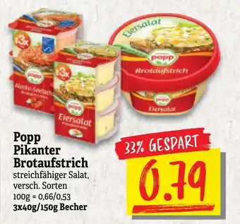 NP Discount Popp Pikanter Brotaufstrich 3x40g/150g Becher Angebot