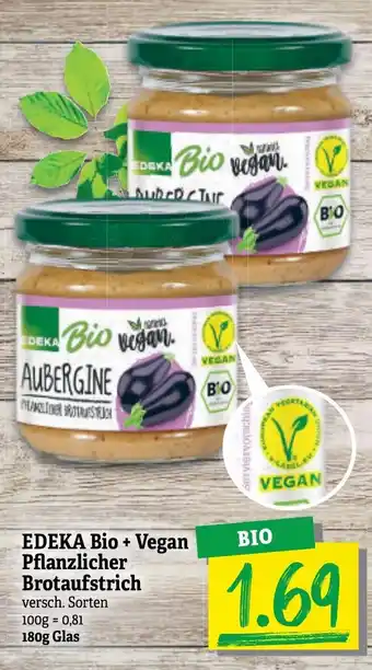 NP Discount Edeka Bio + Vegan Pflanzlicher Brotaufstrich 180g Angebot