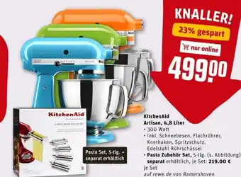 REWE City KitchenAid Artisan,4,8 Liter und Pasta Zubehör Set,separat Angebot