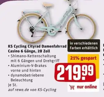 REWE City KS Cycling Cityrad Damenfahrrad Casino 6 Gänge, 28 Zoll Angebot