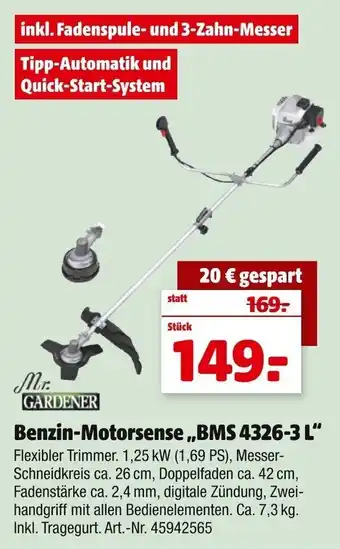 Hagebau Mr. Gardener Benzin Motorsense ,,BMS 4326-3 L" Angebot