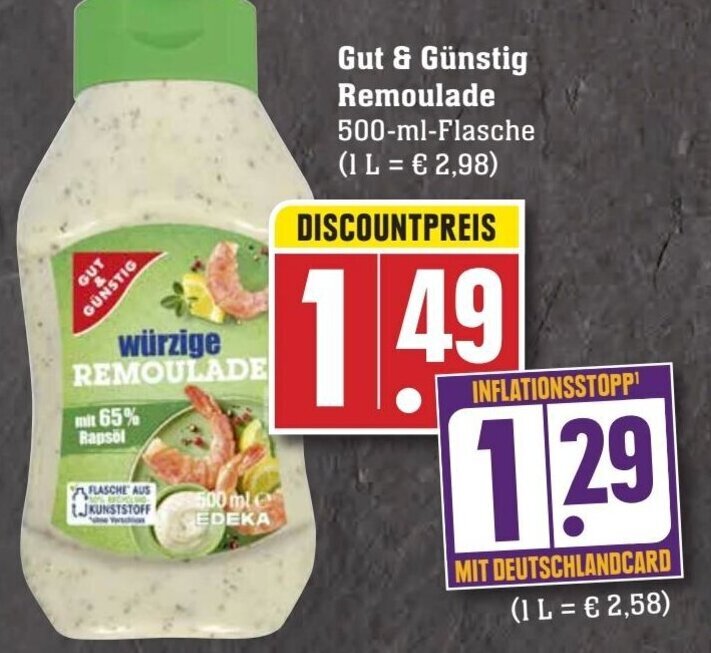 Gut & Günstig Remoulade 500 ml Flasche Angebot bei Edeka Neukauf