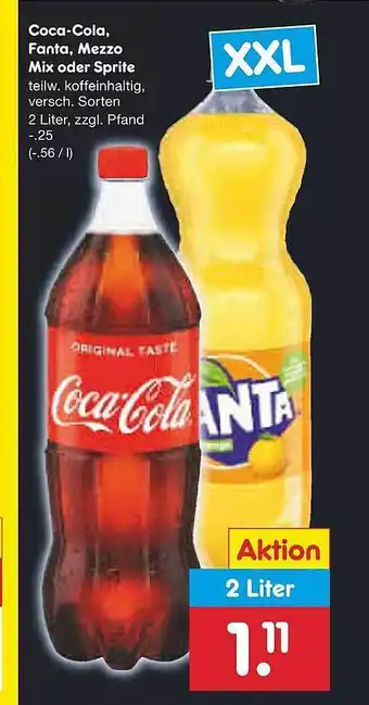 Netto Marken-Discount Coca-cola, fanta, mezzo mix oder sprite Angebot