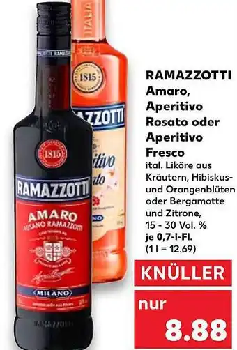 Kaufland Ramazzotti amaro, aperitivo rosato oder aperitivo fresco Angebot