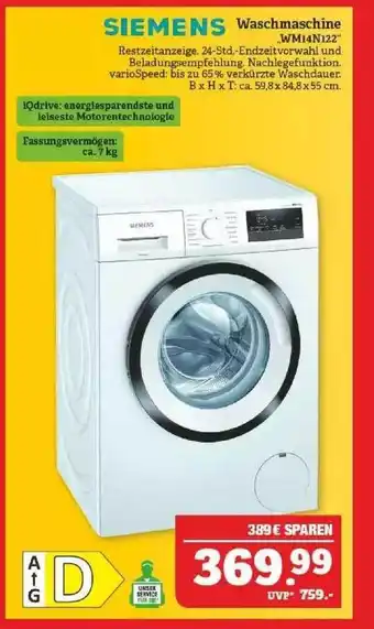 Marktkauf Siemens waschmaschine „wm14n122“ Angebot