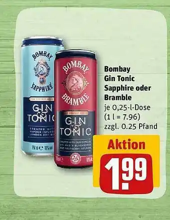 REWE Bombay gin tonic sapphire oder bramble Angebot