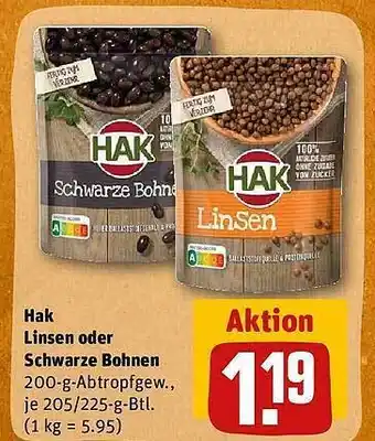 REWE Hak linsen oder schwarze bohnen Angebot