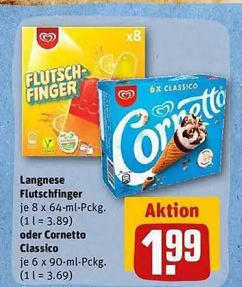 REWE Langnese flutschfinger oder cornetto classico Angebot