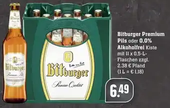 Edeka Neukauf Bitburger Premium Pils oder 0,0% Alkoholfrei 11x0,5 L Flaschen Angebot