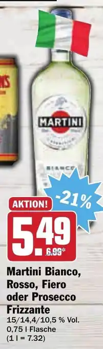 AEZ Martini Bianco Rosso, Fiero oder Prosecco Frizzante 0,75L Angebot