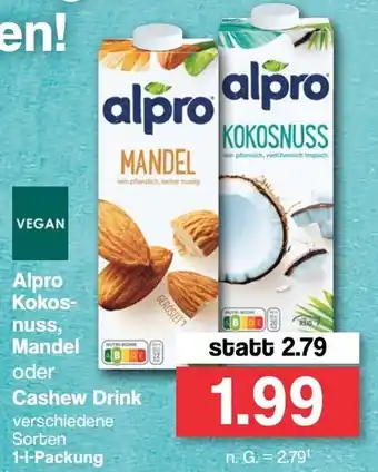 Famila Nord West Alpro Kokosnuss, Mandel oder Cashew Drink 1 L Packung Angebot