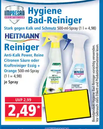 Norma Impresan Hygiene Bad Reiniger 500ml oder Heitmann Reiniger 500ml Angebot