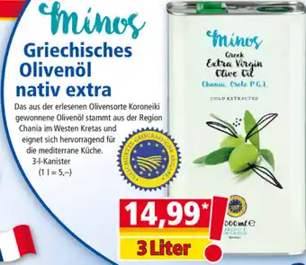 Norma Minos Griechisches Olivenöl nativ extra 3L Angebot