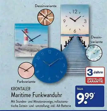 Aldi Nord Krontaler maritime funkwanduhr Angebot