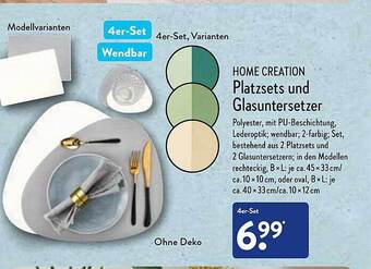 Aldi Nord Home creation platzsets und glasuntersetzer Angebot