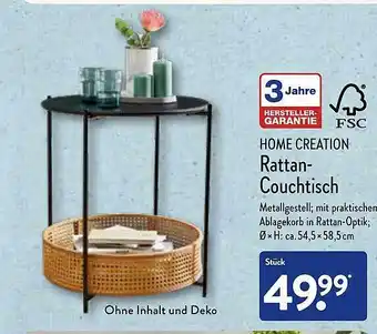 Aldi Nord Home creation rattan-couchtisch Angebot