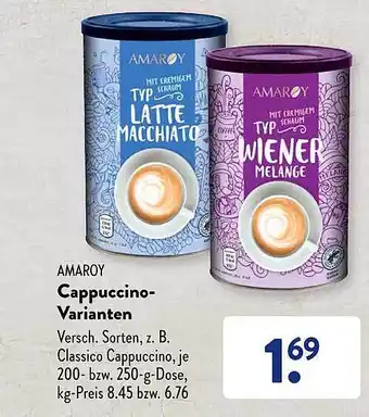 Aldi Süd Amaroy cappuccino-varianten versch. sorten Angebot
