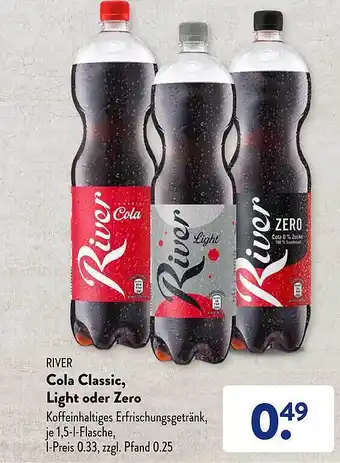 Aldi Süd River cola classic light oder zero Angebot