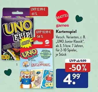 Aldi Süd Kartenspiel „uno junior klassik” Angebot