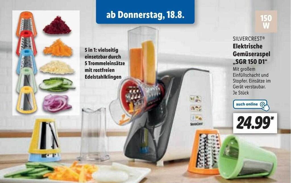 Silvercrest elektrische gemüseraspel „sgr 150 d1” Angebot bei Lidl