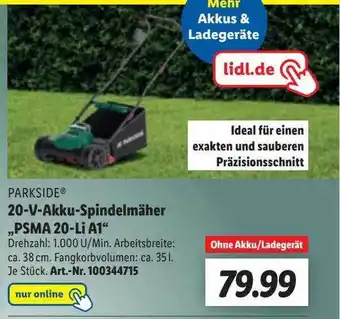 Lidl Parkside 20-v-akku-spindelmäher „psma 20-li a1” Angebot